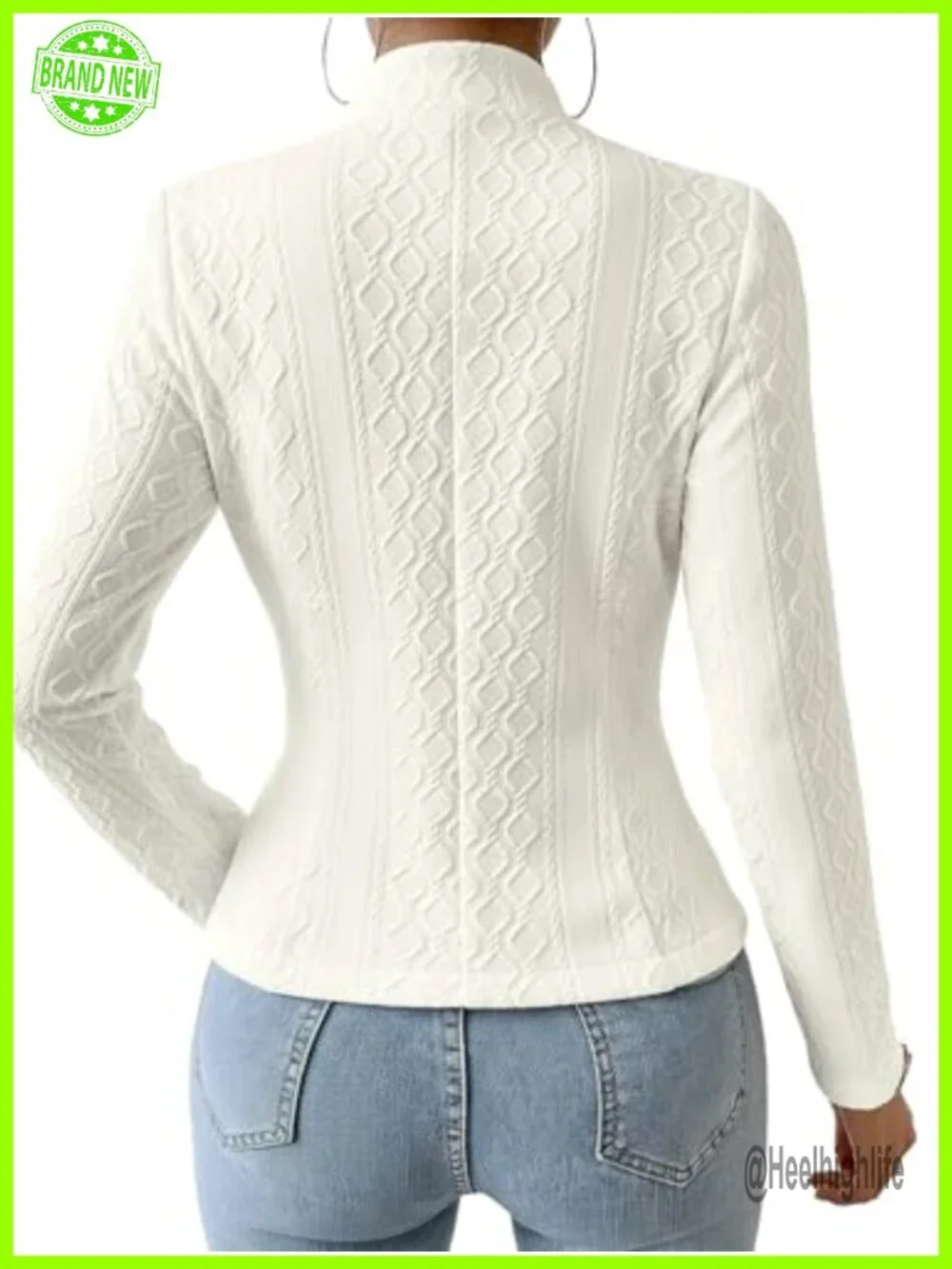 Jacquard Knit Blazer - Slim Stand Collar Full-Lined Petite Work Coat